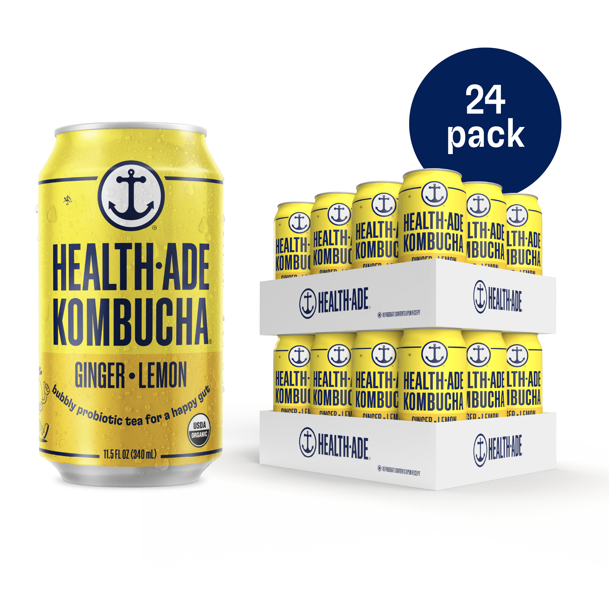 Ginger-Lemon Kombucha in Cans (24 pack) – Health-Ade