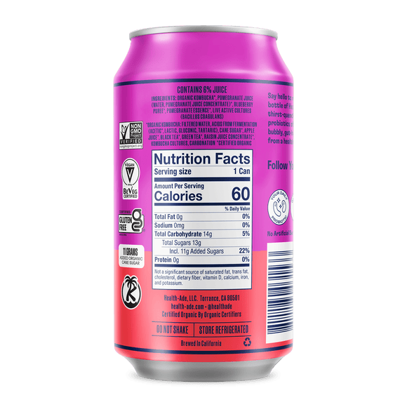Pomegranate Blueberry in cans Kombucha in cans Health-Ade