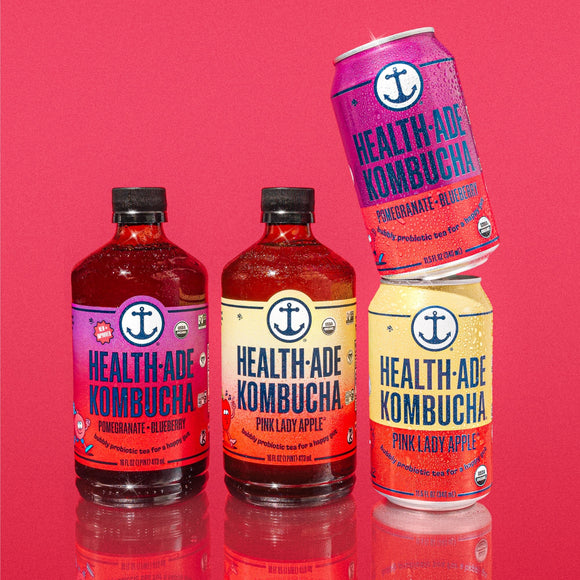 Pomegranate Blueberry in cans Kombucha in cans Health-Ade