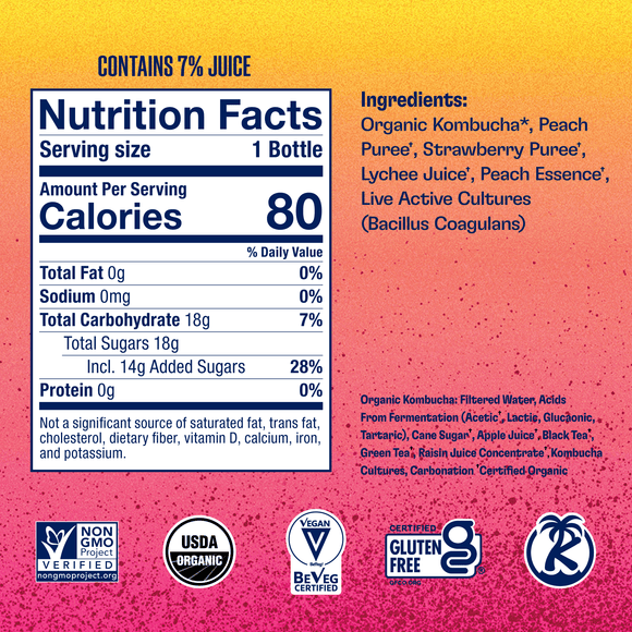 Peach Strawberry Lychee Kombucha Health-Ade 