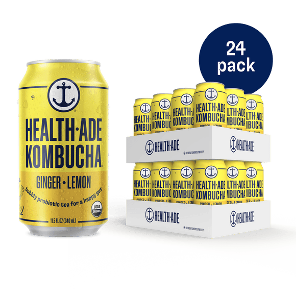 Ginger-Lemon Kombucha in Cans (24 pack) Health-Ade 