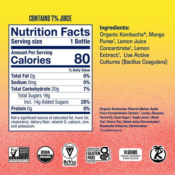 Mango Lemonade Kombucha Health-Ade 