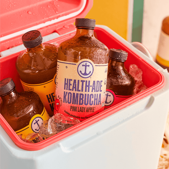 Cooler with Healt-Ade kombucha