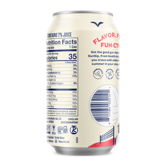 SunSip Classic Cola back of can. 