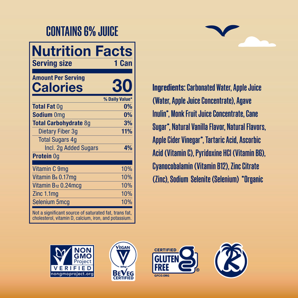 SunSip Cream Soda nutrition facts and ingredient list. 